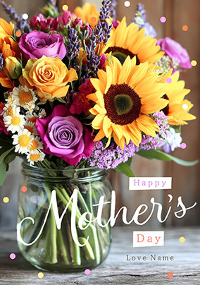 Photographic Sunflower Bouquet Mother's Day Card