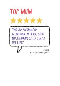 Tap to view 5 Star Mum Mother's Day Card From Daughter