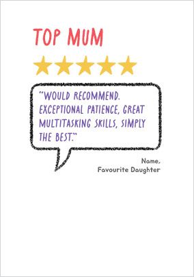 Photo of 5 Star Mum Mother's Day Card From Daughter