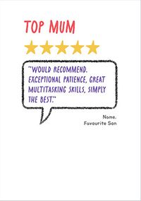 Tap to view 5 Star Mum Mother's Day Card From Son