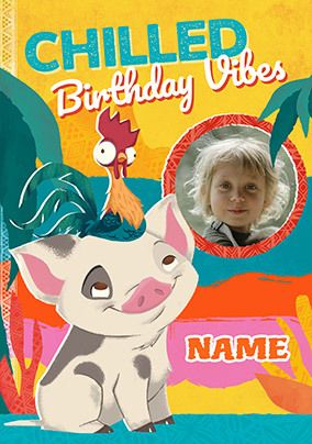 Photo of Moana Chilled Vibes Birthday Photo Card