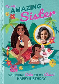 Tap to view Moana Amazing Sister Birthday Photo Card