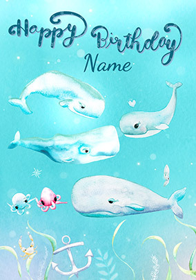 Whales Birthday Personalised Card