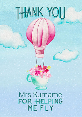 Air Balloon Thank You Teacher Card