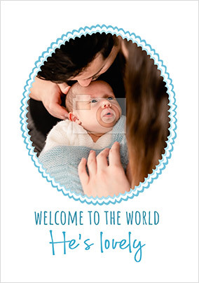 He's Lovely New Baby Boy Photo Card
