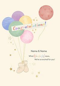 Tap to view Illustrated Balloons Personalised Pregnancy Congratulations Card
