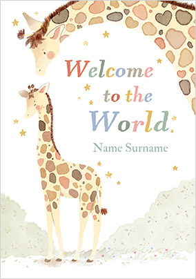 Painted Giraffes Welcome to the World New Baby Card