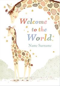 Tap to view Painted Giraffes Welcome to the World New Baby Card