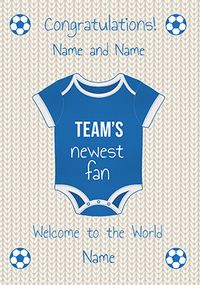 Tap to view Blue Football Baby Grow New Baby Card