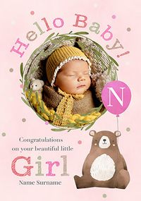 Tap to view Hello New Baby Girl Congratulations Photo Card