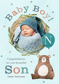 Tap to view New Baby Son Congratulations Photo Card