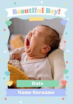 Beautiful Boy! New Baby Photo Card