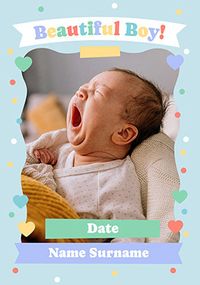 Tap to view Beautiful Boy! New Baby Photo Card