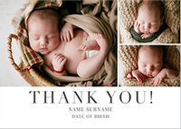 Tap to view Simple 3 Photo New Baby Thank You Card