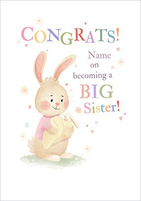 Photo of Congratulations Big Sister Personalised New Baby Card