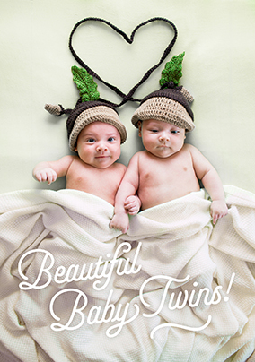 Just My Type Fully Photo New Baby Twins Card