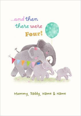 Photo of And Then There Were Four Personalised New Baby Card