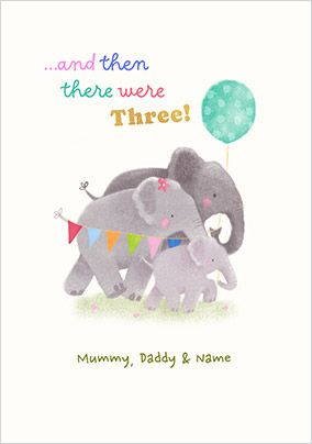 Photo of And Then There Were Three Personalised New Baby Card