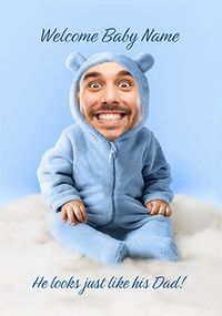 Tap to view Looks Just Like His Dad New Baby Funny Photo Card
