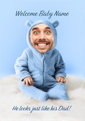 Photo of Looks Just Like His Dad New Baby Funny Photo Card