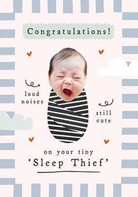 Photo of Sleep Thief New Baby Photo Card