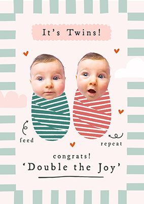 Photo of Bundles Of Joy New Baby Twins Photo Card
