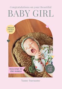 Tap to view New Beautiful Baby Girl Classic Photo Upload Card