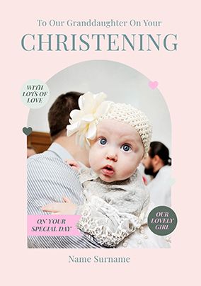 Photo of Granddaughter On Your Christening Day Classic Photo Upload Card