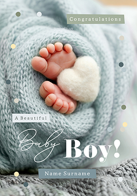 Photographic New Baby Boy Congratulations Card