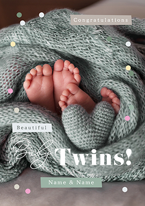 Photographic New Baby Twins Congratulations Card