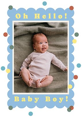 Photo of New Baby Boy Blue Border Photo Card