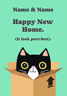 Purrfect New Home Cat Personalised Card