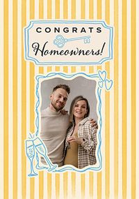 Tap to view Yellow Stripe Congratulations Homeowners Photo New Home Card