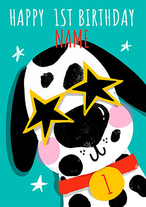 Dog Happy 1st Birthday Card