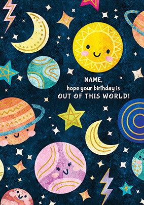 Out of This World Cute Personalised Birthday Card