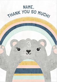 Tap to view Bear and Rainbow Thank You Personalised Card