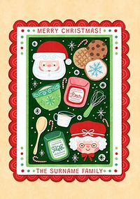 Santa and Baking Personalised Christmas Card