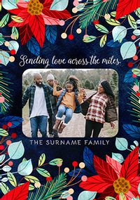 Tap to view Love Across the Miles Poinsettia Christmas Photo Card