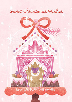 Gingerbread Birdhouse Personalised Christmas Card