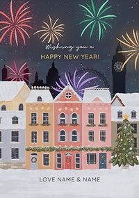 Tap to view London Street Fireworks New Year Card from Couple