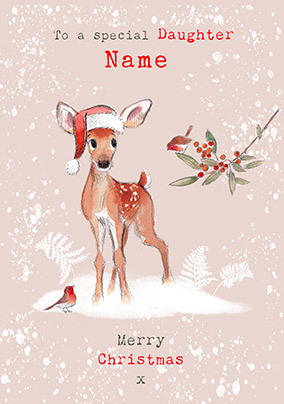 Daughter Deer Personalised Christmas Card