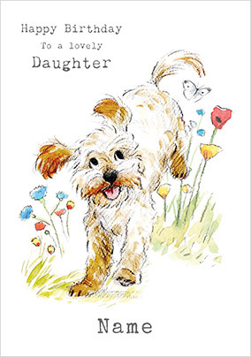 Daughter Cute Dog Personalised Birthday Card