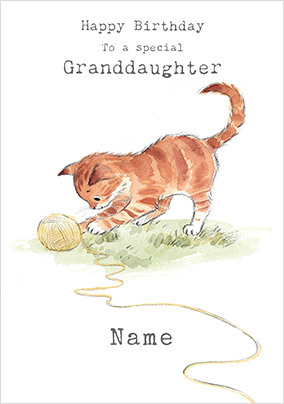 Granddaughter Kitten Personalised Birthday Card