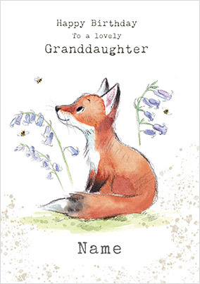 Granddaughter Fox Personalised Birthday Card