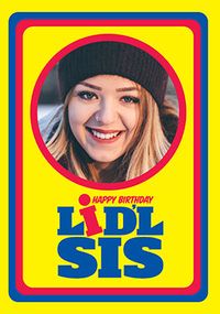 Tap to view Little Sister Spoof Photo Birthday Card