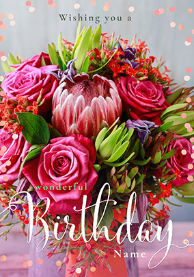 Bright Birthday Flowers personalised Card