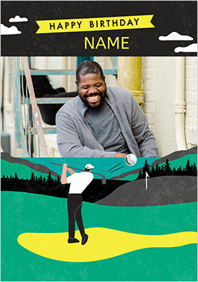 Golf Photo Upload Birthday Card