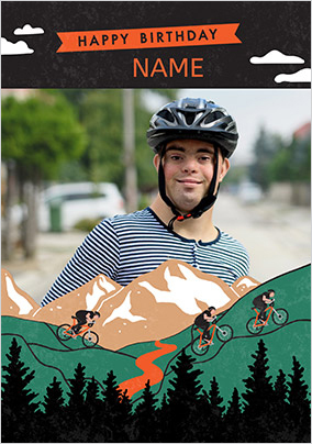 Cyclist Happy Birthday Photo Card