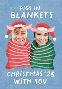 Tap to view Pigs in Blankets 2023 Photo Christmas Card