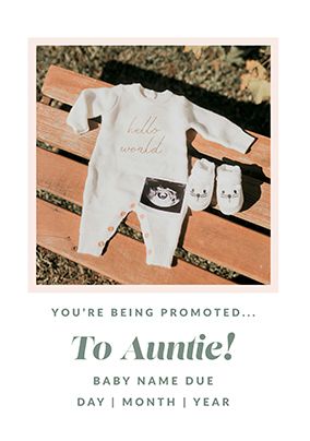 Photo of You're Being Promoted To Auntie Pregnancy Photo Card